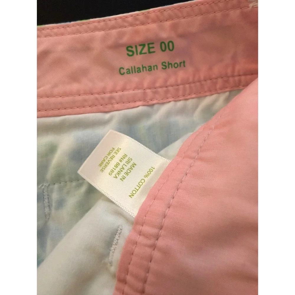 Lilly Pulitzer The Callahan Short Women's Size 00‎ Blue/Green 100% Cotton Preppy